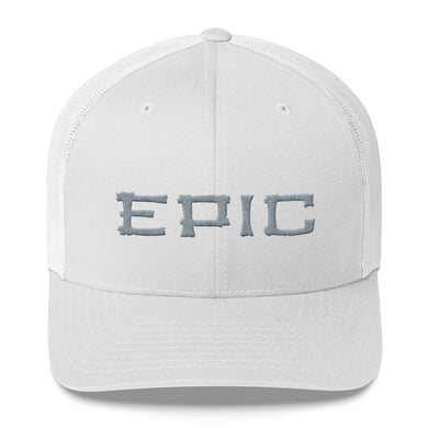 EPIC Retro Mesh Cap | White-White | Adjustable | Grey Tiki Epic | One Size Fits Most