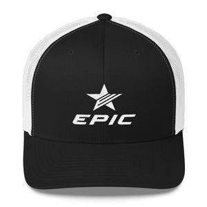EPIC Retro Mesh Cap | Black-White | Adjustable | White Epic-Epic Star | One Size Fits Most