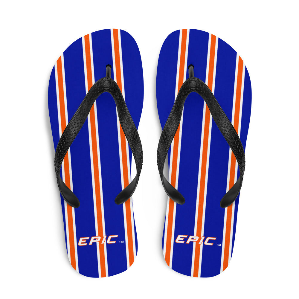 Unisex EPIC Flip-Flops | Deep Royal - Orange-White Stripes | Sizes: Men's 6-11 and Women's 7-12