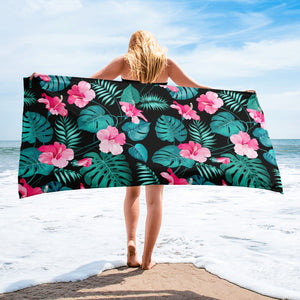 Super Soft Beach Towel | EPIC Pink Hibiscus | 30" x 60"