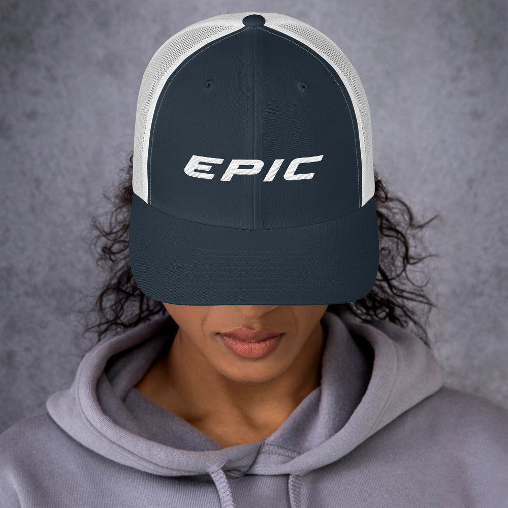EPIC Retro Mesh Cap | Navy-White | Adjustable | White Epic | One Size Fits Most