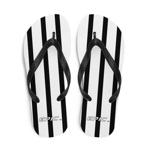 Unisex EPIC Flip-Flops | White-Black Stripes | Sizes: Men's 6-11 and Women's 7-12