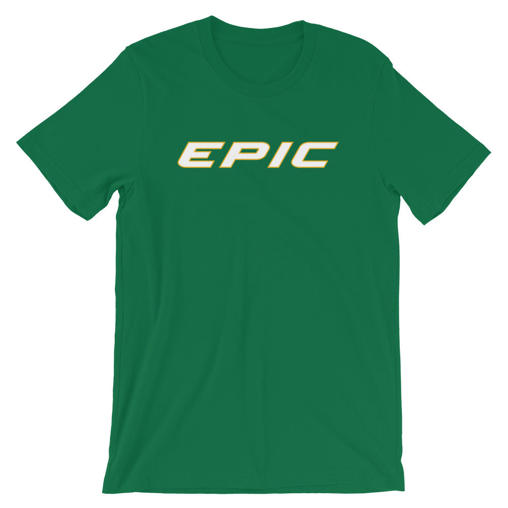 Unisex EPIC Short Sleeve Crew Neck T-Shirt | Kelly Green | Contemporary Fit | White-Gold Epic | Sizes: S - 4XL
