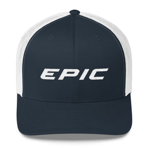 EPIC Retro Mesh Cap | Navy-White | Adjustable | White Epic | One Size Fits Most