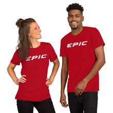 Load image into Gallery viewer, Unisex EPIC Short Sleeve Crew Neck T-Shirt | Red | Contemporary Fit | White Epic | Sizes: S - 4XL