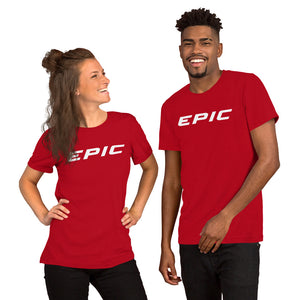 Unisex EPIC Short Sleeve Crew Neck T-Shirt | Red | Contemporary Fit | White Epic | Sizes: S - 4XL