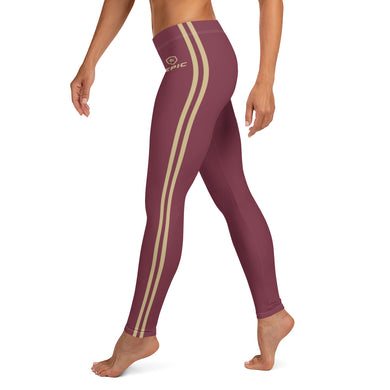 Women's EPIC Tech Leggings | Garnet - Garnet-Gold Stripes | Regular Waist | Sizes: XS - XL
