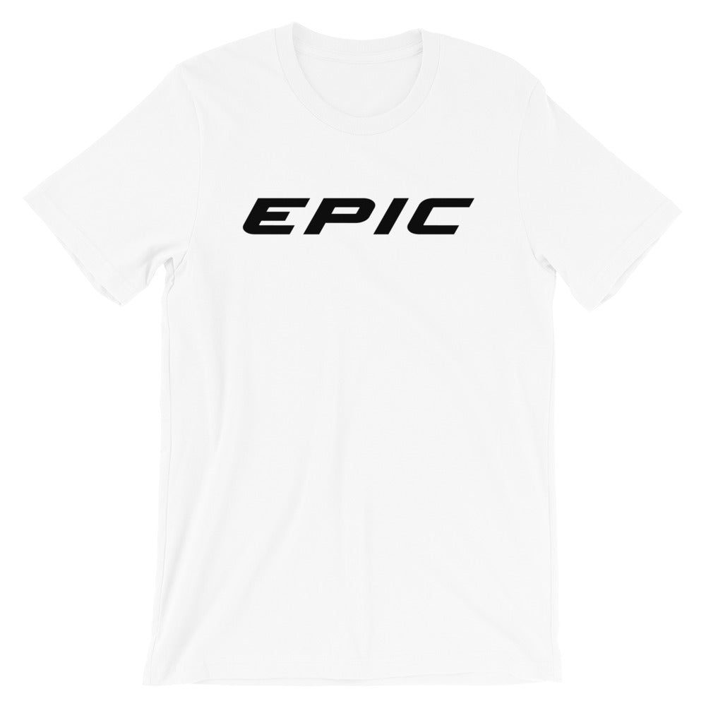 Unisex EPIC Short Sleeve Crew Neck T-Shirt | White | Contemporary Fit | Black Epic | Sizes: XS - 4XL