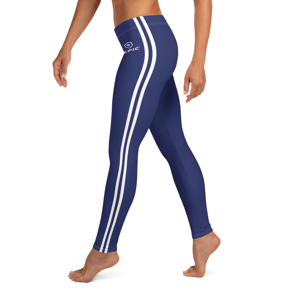 Women's EPIC Tech Leggings | Navy - Navy-White Stripes | Regular Waist | Sizes: XS - XL