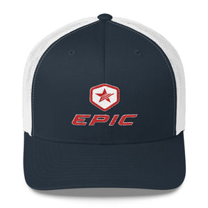 EPIC Retro Mesh Cap | Navy-White | Adjustable | Red-White Epic-Epic Hex Star | One Size Fits Most
