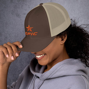 EPIC Retro Mesh Cap | Brown-Beige | Adjustable | Orange Epic-Epic Star | One Size Fits Most
