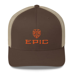 EPIC Retro Mesh Cap | Brown-Beige | Adjustable | Orange Tiki Epic-Epic Tiki | One Size Fits Most